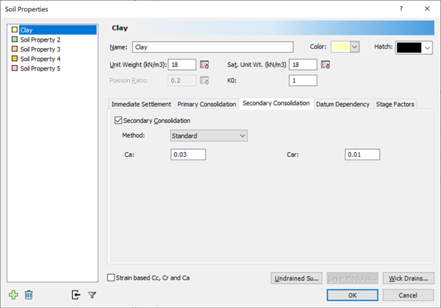 Soil Properties dialog